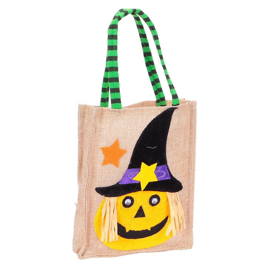 Halloween Tote Bag Gunny Cloth with Handle 4 Patterns Thanksgiving Bags for Trick Treat