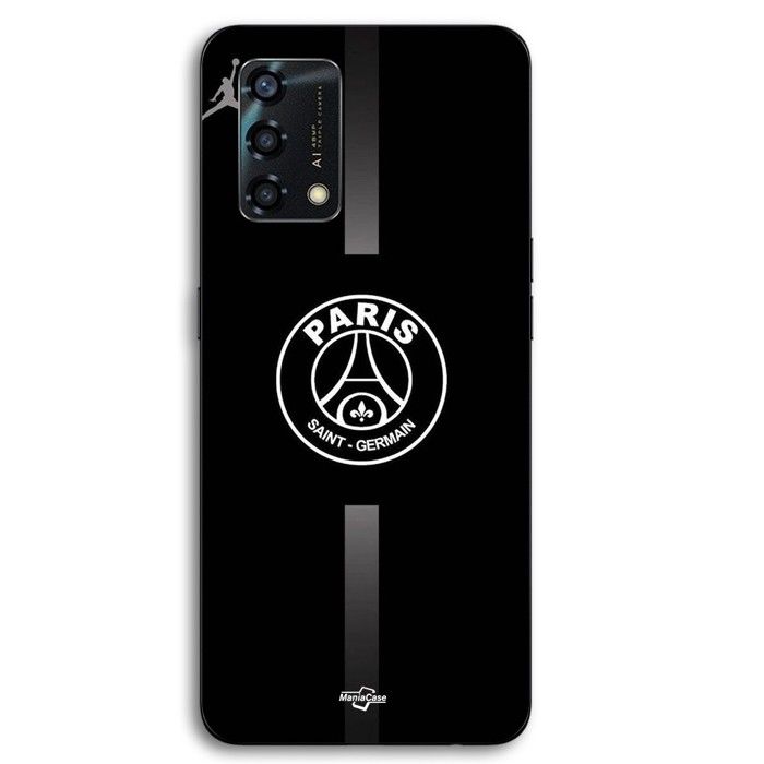 Coque pour téléphone - MANIACASE - Oppo A95 - Silicone TPU - PSG logo Jordan gris - Noir