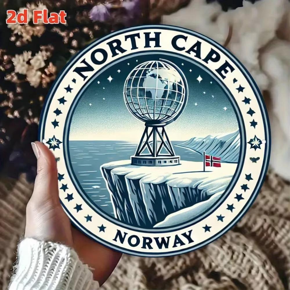 

2D Flat Wall Art North Cape Norway Arctic Satellite Map Polar Exploration Decor 40x30cm білий
