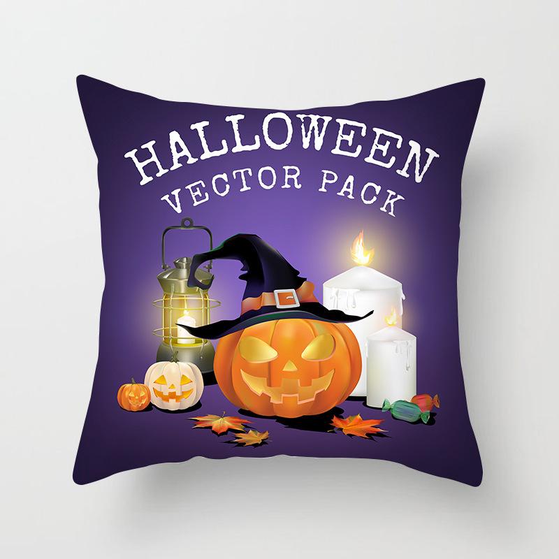 Halloween Pillow with Graffiti Letters Printed Peach Skin Home Cushion Cover Sofa Living Room Cushion Cover