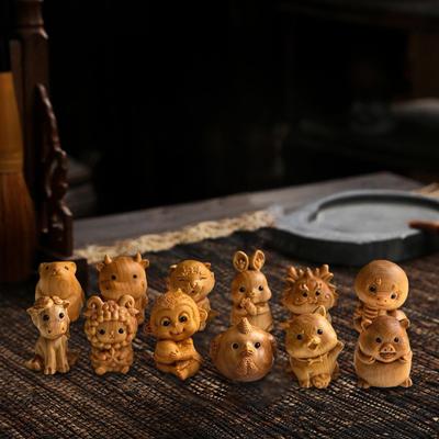 12x Chinese DIY Craft Ornament, Hand Carved Animal Figure, Feng Shui Sculptures