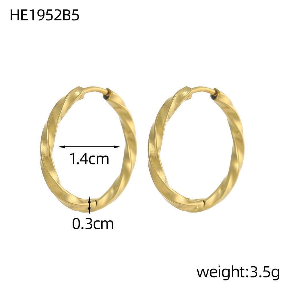 CARLIDANA Chic Simple Hoop Earrings Ins Simple Women Fashion Earrings Stainless Steel Gold Plated Twisted Circle Huggies Earring