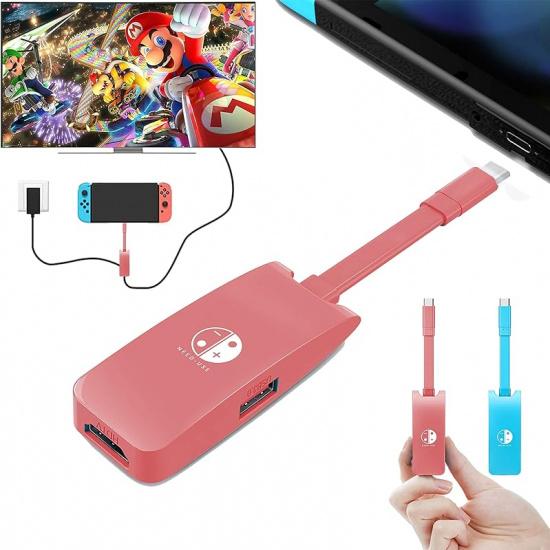 Switch HDMI Dock Adapter Compatible with Nintendo Switch/Switch OLED, Mini Portable USB-C to 4K HDMI USB Port TV Dock Charging Docking Station Base