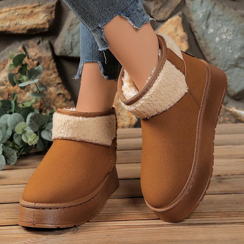 Women's Winter Plush Warm Snow Boots Outdoor Thick Sole Non Slip Cotton Padded Shoes Woman Fashion Faux Fur Platform Ankle Boots