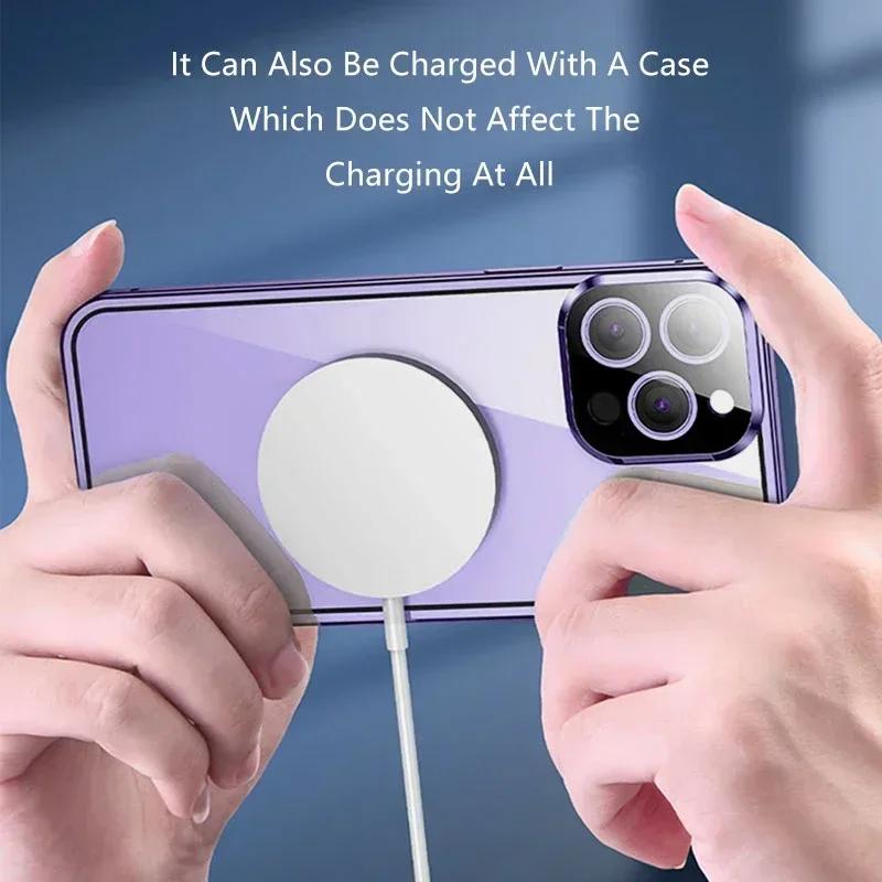 360° magnetické adsorpční kovové pouzdro pro iPhone 16 15 14 Plus 13 12 11 Pro Max Ochrana objektivu fotoaparátu Oboustranný skleněný kryt telefonu