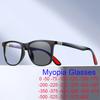 Men's Photochromic Prescription Glasses Anti Blue Light Myopia Sunglasses Diopter -1.5 -3 Outdoor Color Changing Square Glasses
