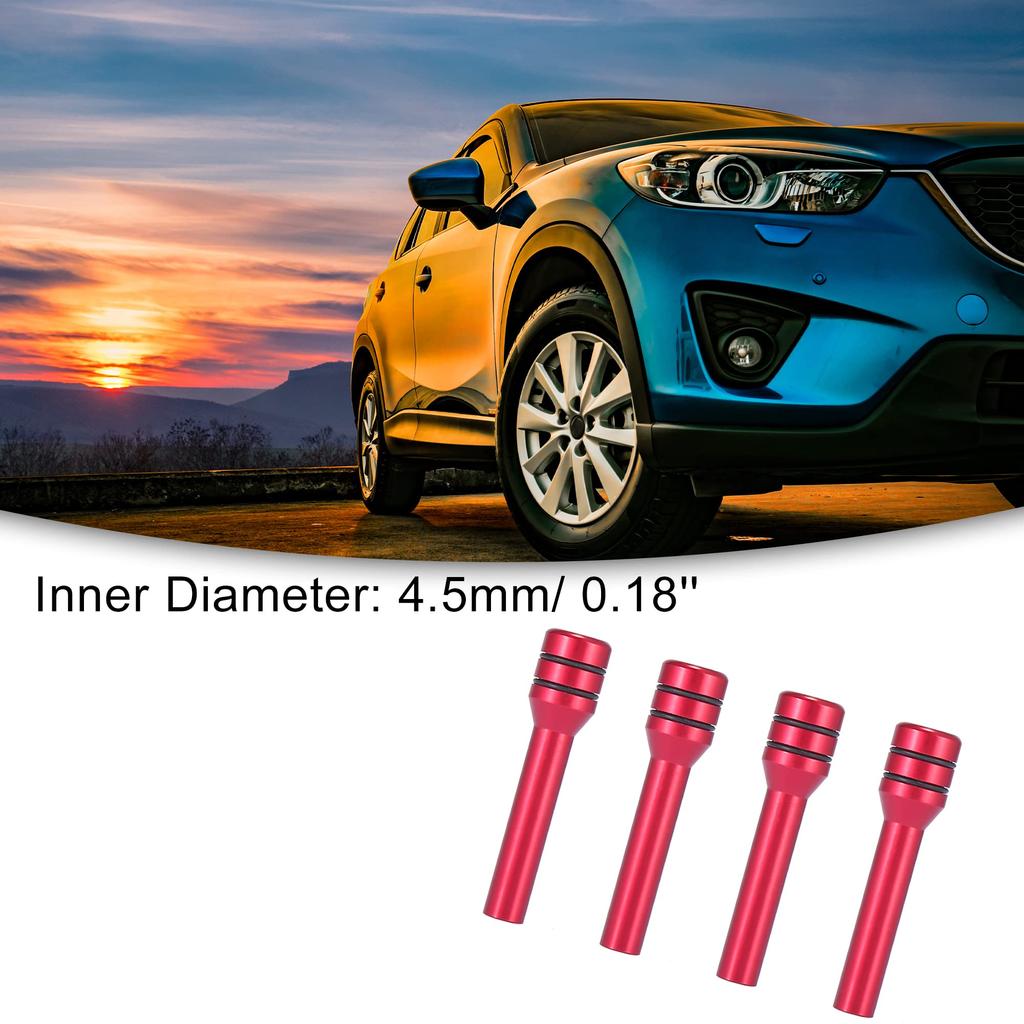 ACROPIX Interior Car Door Lock Knob Pull Pin Aluminum Alloy Red 4pcs