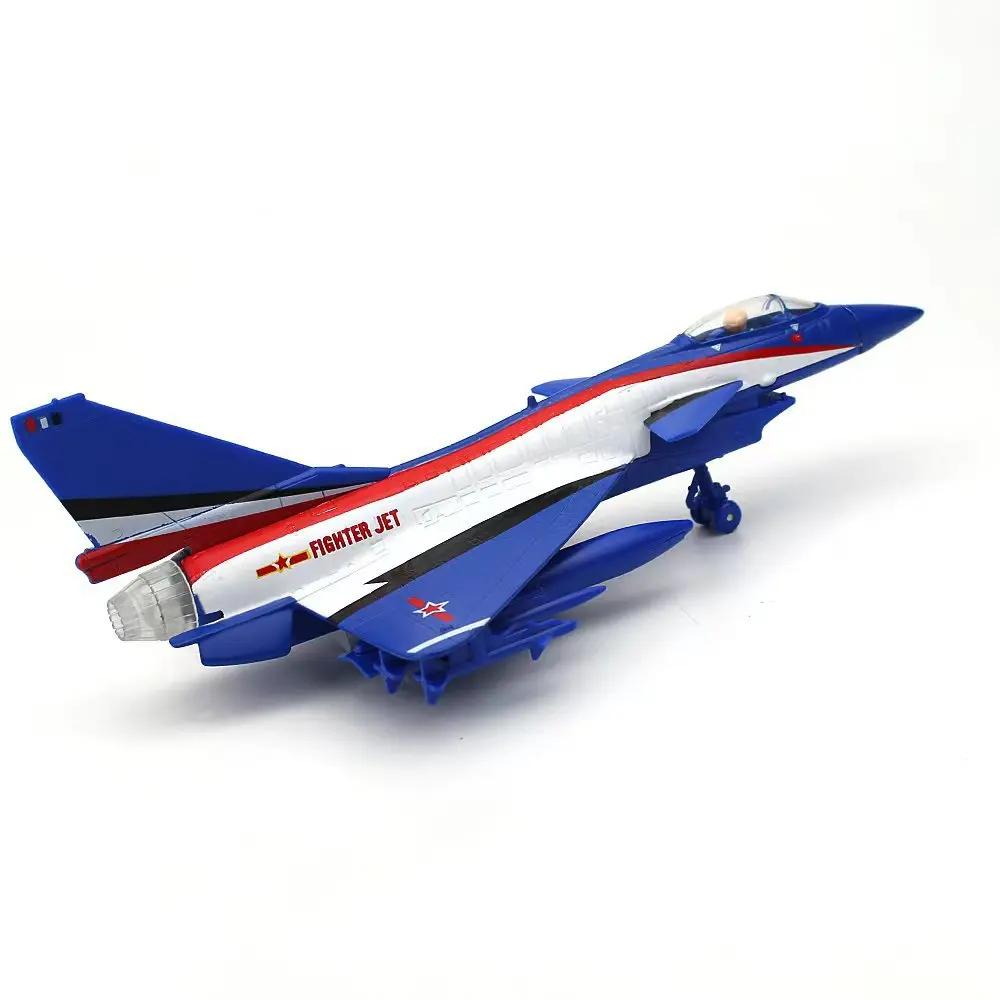 Alloy J-10 Fighter JET Model Acoustooptic Return Force Aviation Military Aircraft Model Toy Ornament Gift F543