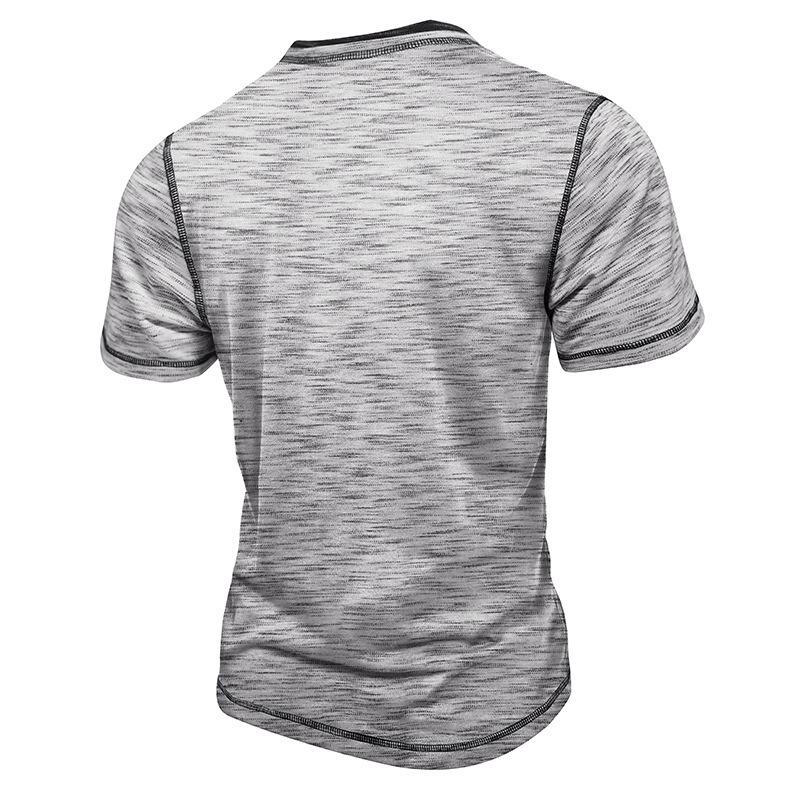 Sommer Herren Henley Kragen T-Shirts Mode Patchwork Kurzarm Lässige Tees Tops Herren