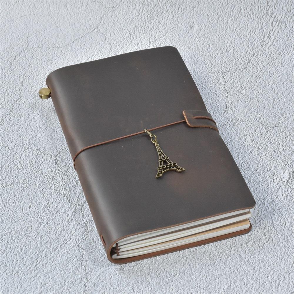 

100% Genuine Leather Journal Refillable Travel Notebook Retro DIY Handmade Diary Sketchbook School Office Gift Customized A5 кавовий