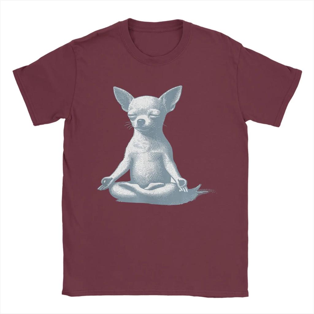 Unisex Tshirt Chihuahua Yoga Meditation Humorous Cotton Tees Short Sleeve T Shirts Round Collar Clothes Plus Size