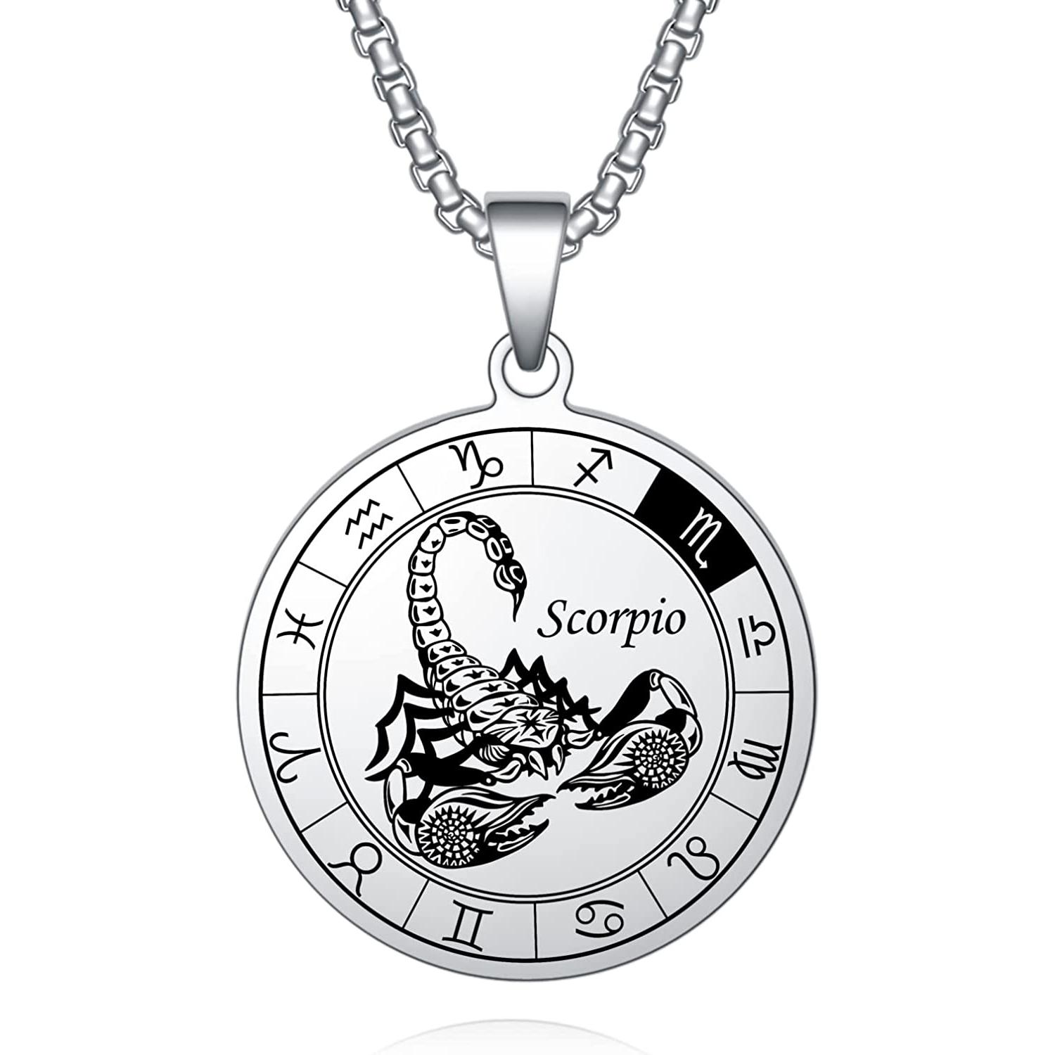 

Ожерелье со знаком зодиака 12 созвездий, кулон Скорпион, ожерелье из нержавеющей стали, водостойкое астрологическое гороскоп, ювелирные изделия, подарок на день рождения Scorpio(Oct.24-Nov.22)
