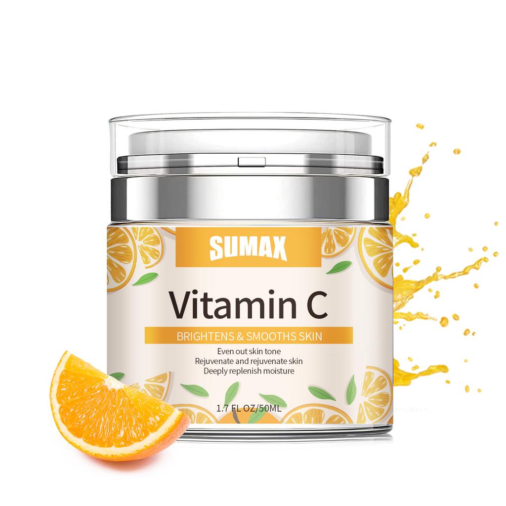 Crème Visage Vitamine C en Pot Pressé 50ml Lisse Délicate Éclatante et Translucide Absorption Rapide de la Peau Sérum Anti-Âge au Rétinol