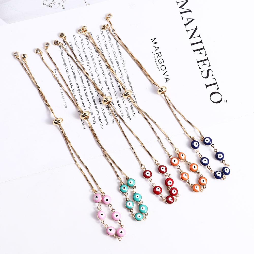 

Gifts Blue Glass Metal Chains Blue Eye Bracelet Fashion Jewelry Couples Bracelet Demon Eye Bracelet синий