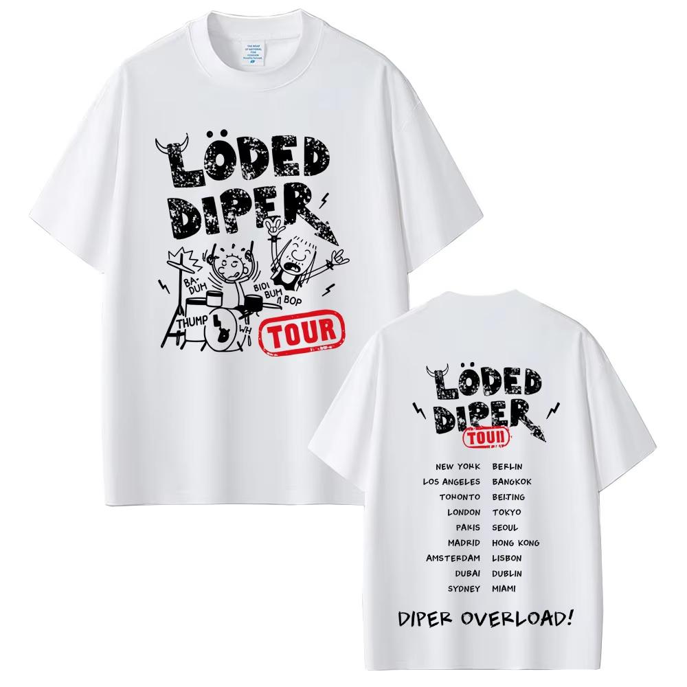 Loded Diper Diper Overload Tour Tshirt Men Women Vintage Rock Oversized Short Sleeve Tshirts Mens Casual 100 Cotton T Shirts