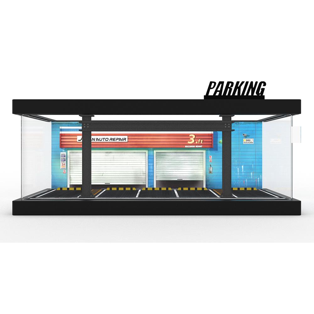 1/64 Vijf Auto Parkeergarage Miniatuur Scène Model Legering Auto Model Opslag Display black