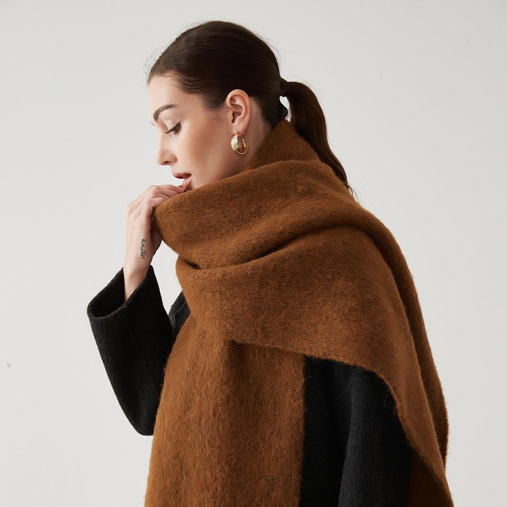 Fashion Solid Color Scarf Women's Winter New Style Imitation Cashmere Scarf Multi Color Warm Scarf Long Shawl
