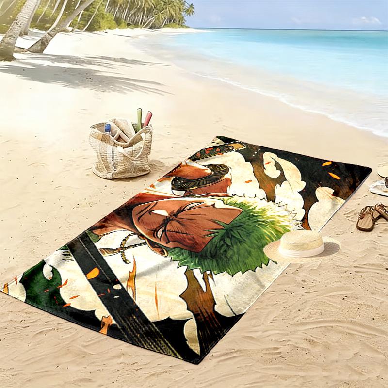 Roronoa Zoro Print Beach Towel, Large Soft Quick Dry Towel for Beach Camping Swimming