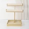 Earring and Band Organizer Dual Layer Necklace Display Stand Compartment Tray Velvet Jewelry