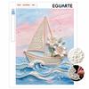 DIY rahmenloses Perlenmalerei-Set Segelboot-Szene 3D glänzende Perlenkunst Leinwand Entspannendes kreatives Basteln für die Heimwanddekoration Geschenk