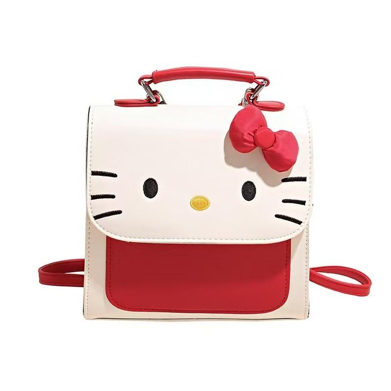 

Hello Kitty Cartoon Backpack For Girls And Kids With Pu Material And Spacious Storage