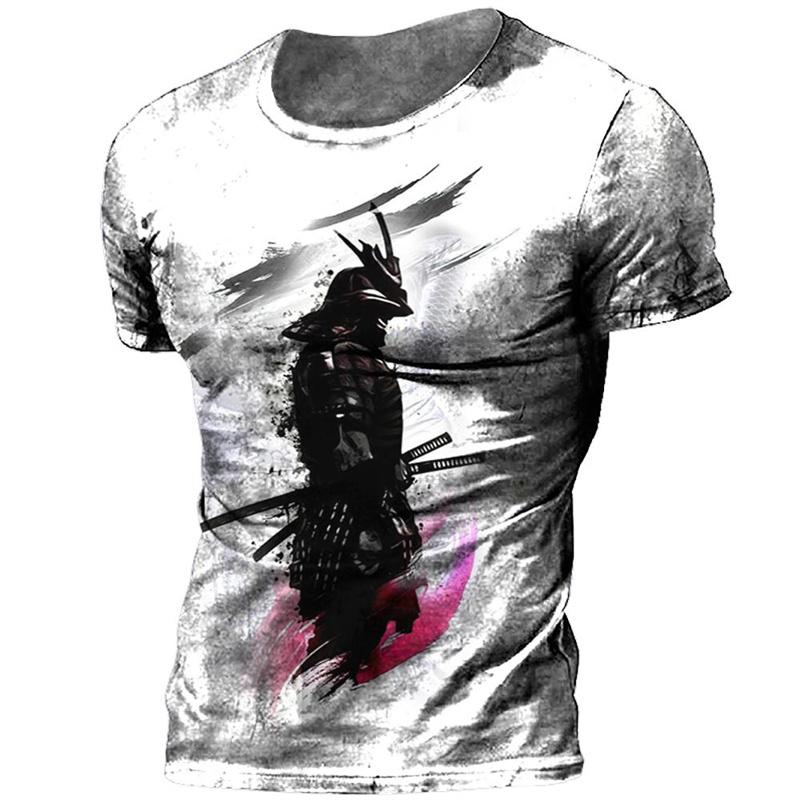 Trend Japanese Samurai Graphics T-shirts Summer Fashion Short Sleeve Mens Kids 3D Printed T Shirts Casual Loose Harajuku Tees