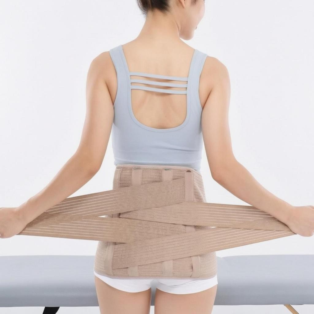 Waist Belt with Aluminum Plate Comfortable Back Brace Support Stays Elastic