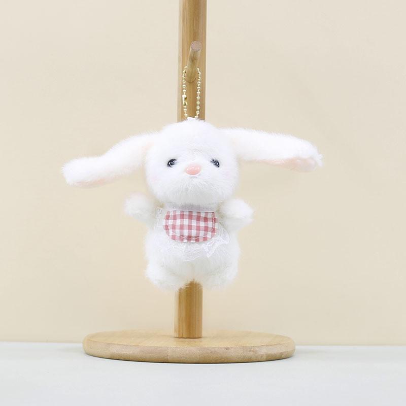 Cute Plush Bunny Pendant Keyring Fluffy Stuffed Animal Decorative Doll For Bags