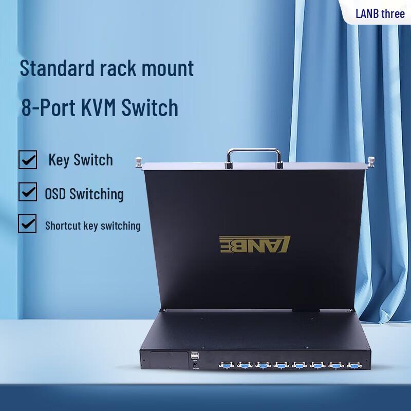 LANBE Rackmount KVM Switch with Integrated LED Display