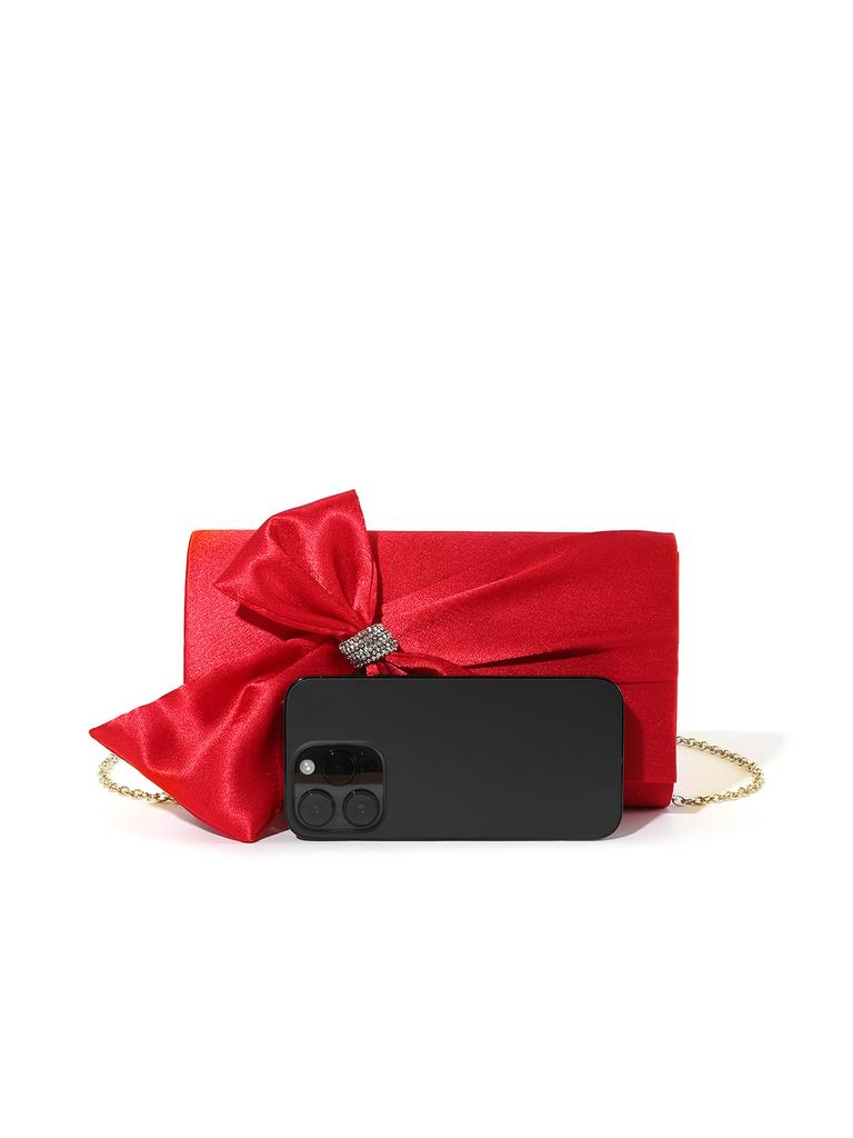 Elegant Bow Flap Evening Bag For Women Handbag Rhinestone Clutch Purse Formal/Wedding/Prom/Party Lady Crossbody Shoulder Bags