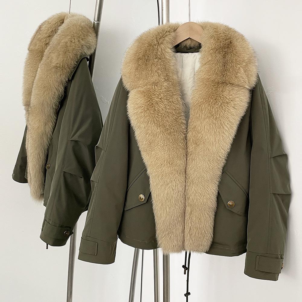 Fur Parka Jacket Fashion Short White Down Coat Winter Clothes Women Real Fur Puffer Jacket
