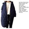 Fall Winter Women Jacket Hooded Zip-up Rhombus Texture Thin Padded Long Sleeves
