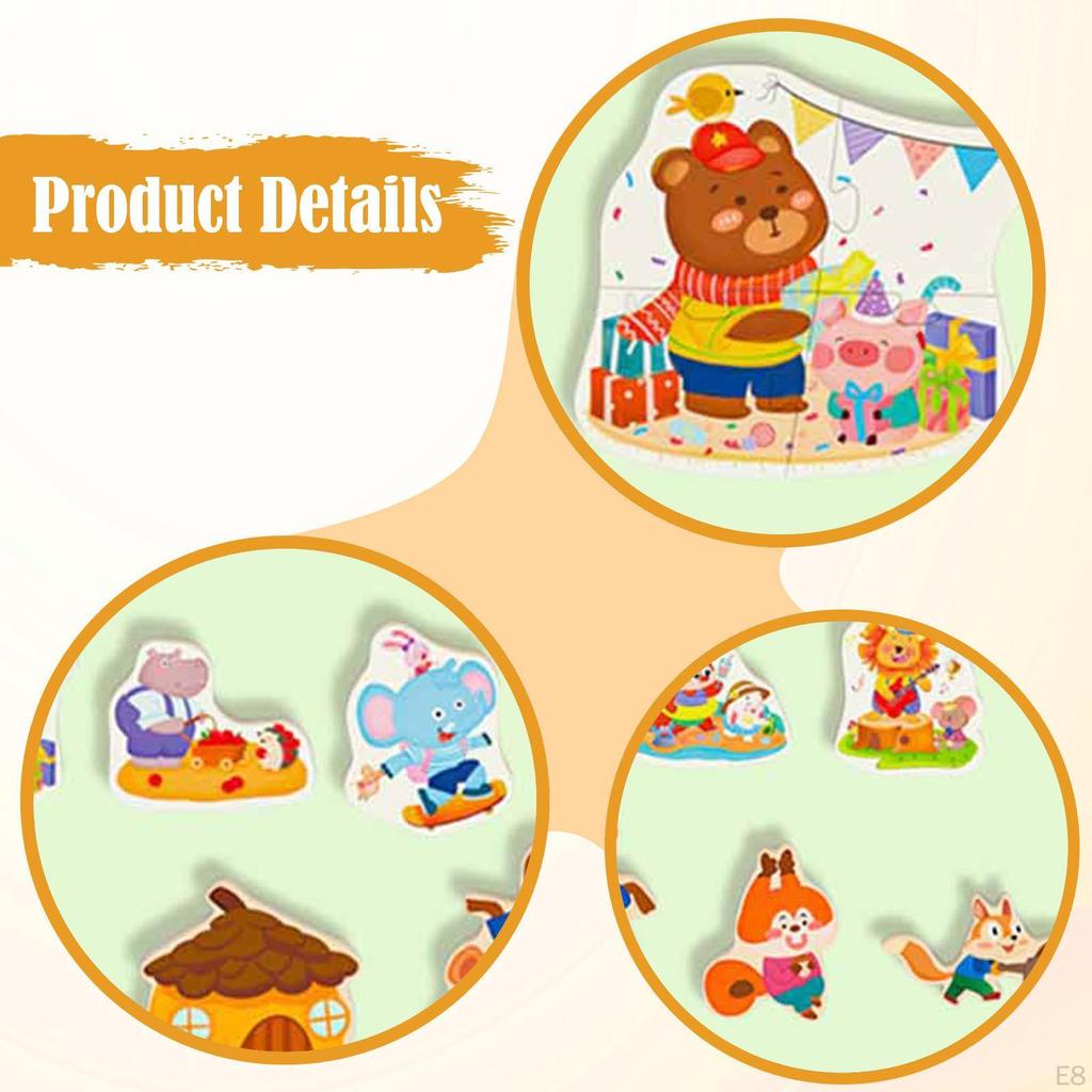 2 in 1 Wooden Toddler Puzzle Drawing Board Children for 46 Years Boys Girls Style A