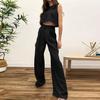 1116 summer new solid color sleeveless vest top trousers European and American fashion women's clothing two-piece set cotton and linen suit women