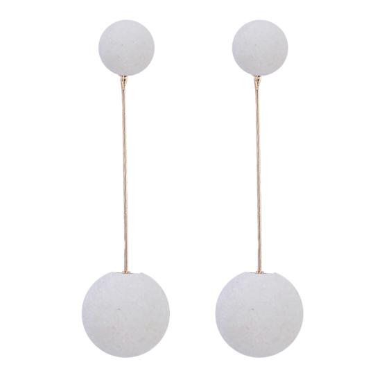 

Женские двойные шарики из искусственного меха, длинные висячие серьги, ювелирные изделия для банкета, подарок белый