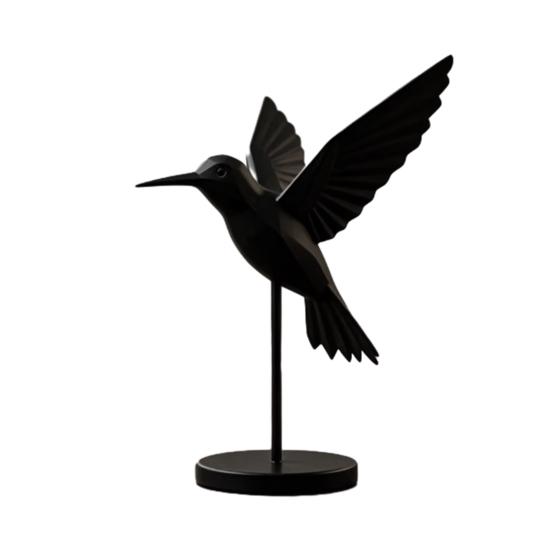 Yousheng Geometric Low-Poly Hummingbird Figurine, 3D Printed Modern Hummingbird Statue, Artistic Bird Figurine for Home Office Desk Shelf
