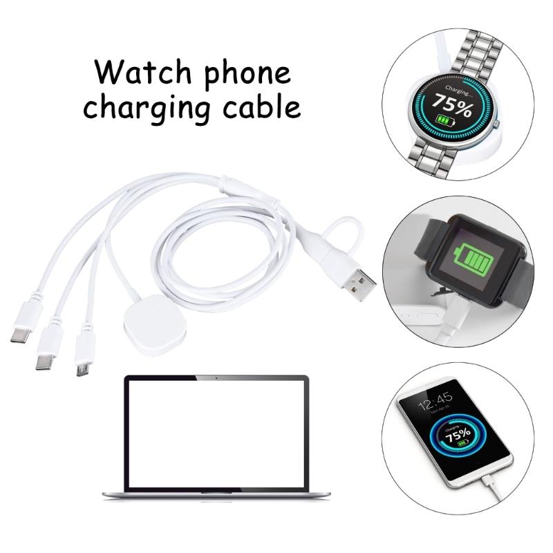 Type C USB to Double Type C+Micro USB+ Watch Charger Cable for Cellphone Tablet Watch Multi Charging Cable