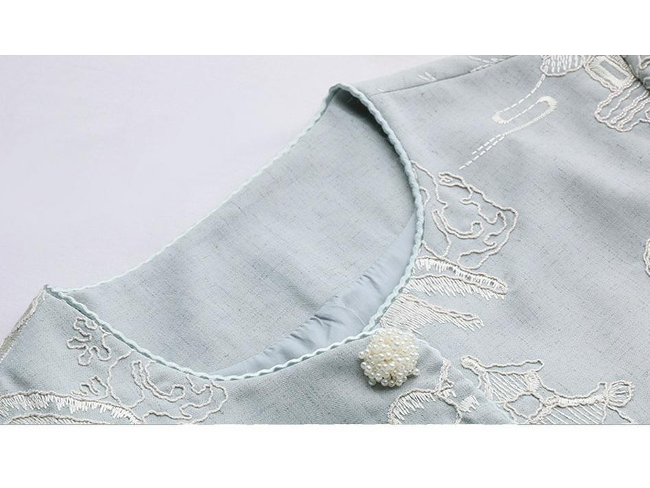 Spring 2025 Women's Embroidered Round Neck Jacket - High-End Chinese National Style, YE6351