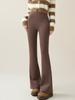 Autumn Winter Rabbit Fleece Sharkskin Micro Flared Pants Leggings Women Elastic High Waist Slim Warm Horseshoe Pants