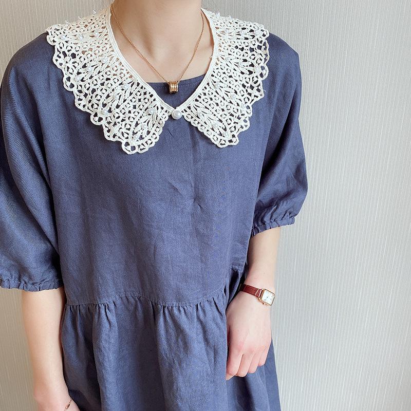 Korean Pearl Lace Shawl - Spring/Summer Sun Protection, Versatile Hollow Out False Collar, Cotton Outerwear