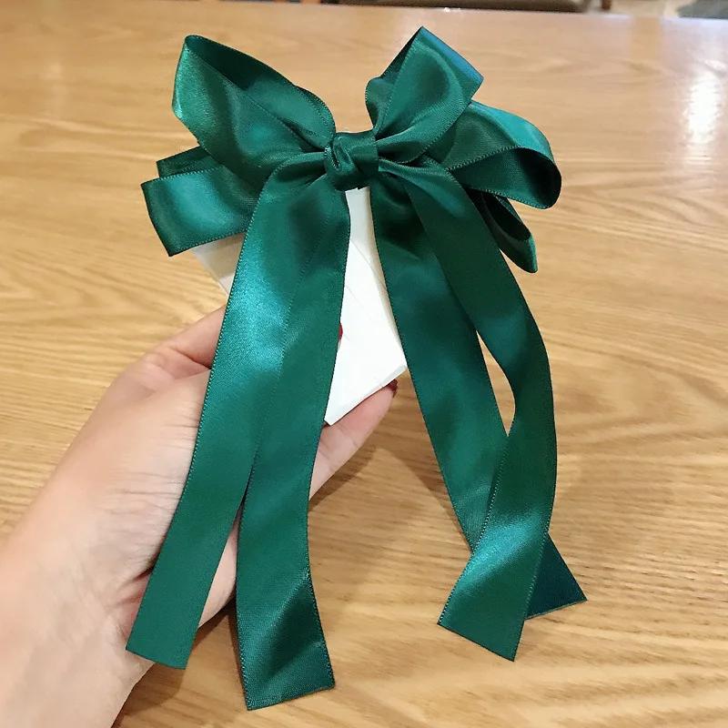 Fashion Korean BowKnot Hair Ties Scrunchies Women Girls Elastic Hair Bands Band Long Ribbon Bow Ponytail Accessories