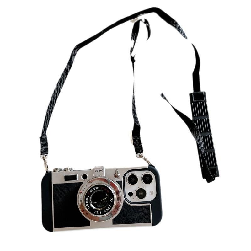 3D Retro Camera Phone Case IPhone 16 Pro Max 17 14 13 S25 S24 Ultra Full Cover Shockproof PC With Strap