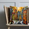 1 Pezzo Federa per Cuscino Decorativa a Tema Città Fantasiosa, Adatta per Divano, Camera da Letto, Soggiorno, Un Regalo Creativo per gli Amanti dell'Arte.