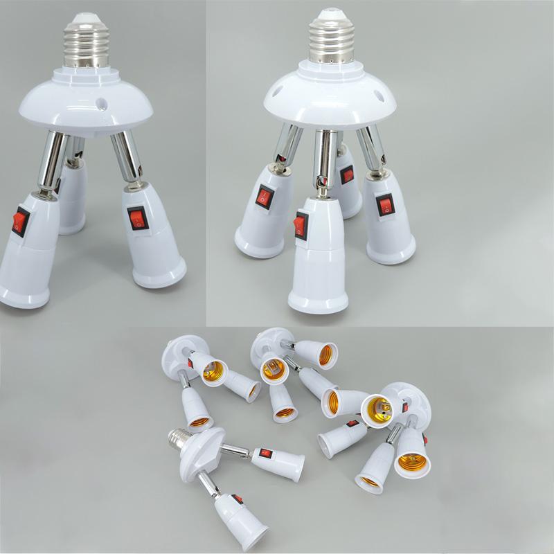 E27 TO 2 3 4 5 E27 Power Socket Way In 1 LED Light Bulbs Light Flexible Holder Base Switch Splitter Converter AC Power Lamp