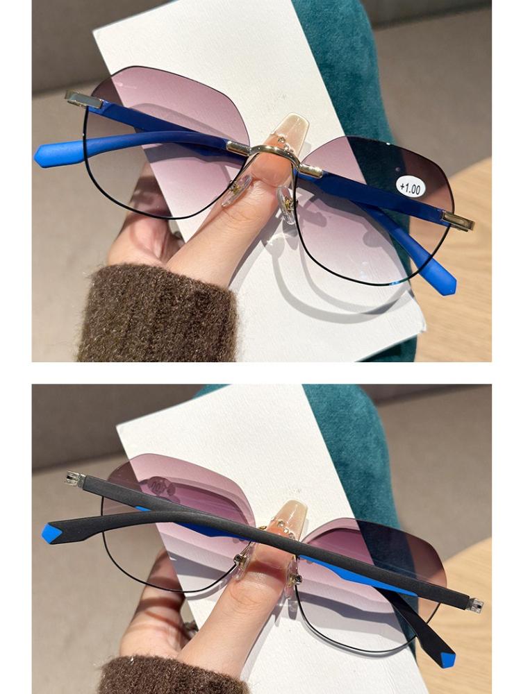 

Новые Модные HD Безободковые Женские Очки для Чтения Спортивные Нейтральный Цветовой Блок Эластичные Дужки Очки Защищающие от Синего Света +3.5