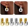 Oval Shape Gold Plating Earrings Copper Base U-Shaped Earrings Drop Earrings  Patchwork Design