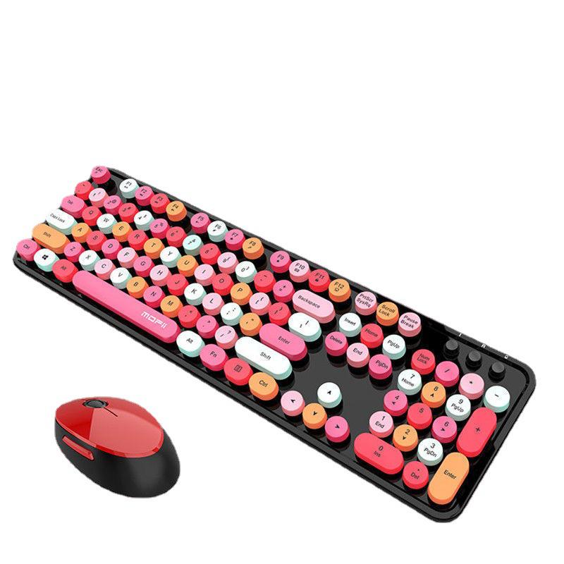 Skyreach Cute Punk Colorful Lipstick Wireless Keyboard & Mouse Set for Girls’ Office