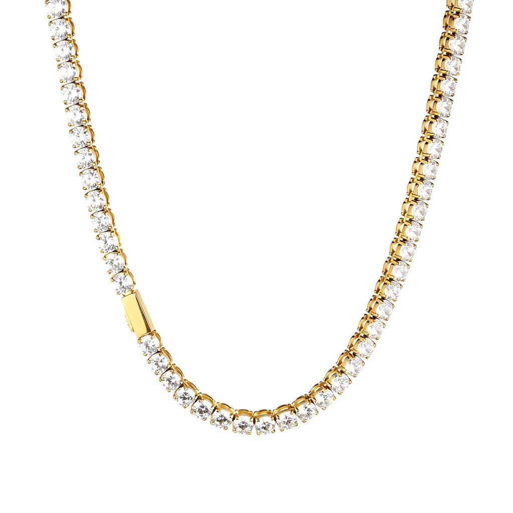 Cross Hot-Selling 316 Stainless Steel Tennis Necklace with Full Zircon, Hip Hop Chain for Trendy Men and Women, Titanium Steel Accessories.
