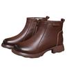 First Layer Cowhide Large Size Short Boots Women's 2025 Winter Thick Heel Thick Cotton Warm Martin Boots Retro Boots Low Heel Leather