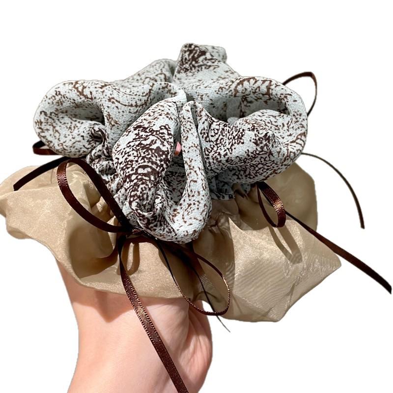 Chinese Bow Double Layer Floral Hair Tie for Women: Low Ponytail & Bun Accessory